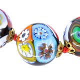 Vintage Venetian Millefiori Graduated Floral Bead Necklace 25in 8mm to 14mm – Collectible vintage item