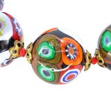 Vintage Venetian Millefiori Graduated Floral Bead Necklace 25in 8mm to 14mm – Collectible vintage item
