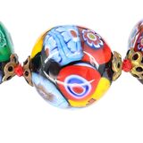 Vintage Venetian Millefiori Graduated Floral Bead Necklace 25in 8mm to 14mm – Collectible vintage item