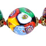 Vintage Venetian Millefiori Graduated Floral Bead Necklace 25in 8mm to 14mm – Collectible vintage item