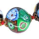 Vintage Venetian Millefiori Graduated Floral Bead Necklace 25in 8mm to 14mm – Collectible vintage item