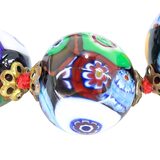 Vintage Venetian Millefiori Graduated Floral Bead Necklace 25in 8mm to 14mm – Collectible vintage item
