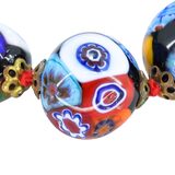 Vintage Venetian Millefiori Graduated Floral Bead Necklace 25in 8mm to 14mm – Collectible vintage item