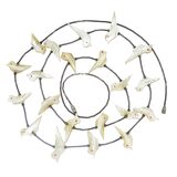 Vintage Southwestern Fetish Bird Necklace Carved Shell MOP Silver Tube Beads 30" – Collectible vintage item