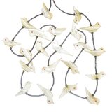 Vintage Southwestern Fetish Bird Necklace Carved Shell MOP Silver Tube Beads 30" – Collectible vintage item