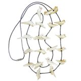 Vintage Southwestern Fetish Bird Necklace Carved Shell MOP Silver Tube Beads 30" – Collectible vintage item