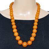 Vintage 71g Baltic Amber Statement Necklace – Massive 19mm Focal – 14k Gold Restoration – Rare collectible item 