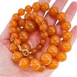 Vintage 71g Baltic Amber Statement Necklace – Massive 19mm Focal – 14k Gold Restoration – Rare collectible item 