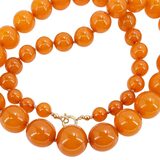 Vintage 71g Baltic Amber Statement Necklace – Massive 19mm Focal – 14k Gold Restoration – Rare collectible item 