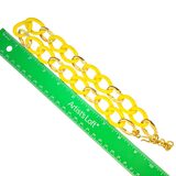 Vintage 80s Monet MOD Yellow Enamel Gold Tone Link Chain Necklace – Collectible designer item - retired