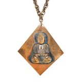 Vintage MCM Copper Necklace – Oversized Buddha Pendant – Collectible vintage item