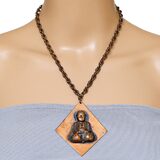 Vintage MCM Copper Necklace – Oversized Buddha Pendant – Collectible vintage item