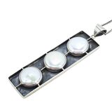 Modernist Sterling Silver Pendant Pearl / Nacre Cabochons Geometric Motif Signed MD – Studio made / small batch item  - Estate find