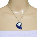 Sterling Silver Nautilus Shell Pendant Necklace – Blue Resin Inlay - Statement – Estate Find