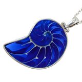Sterling Silver Nautilus Shell Pendant Necklace – Blue Resin Inlay - Statement – Estate Find