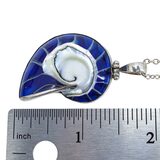 Sterling Silver Nautilus Shell Pendant Necklace – Blue Resin Inlay - Statement – Estate Find
