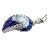 Sterling Silver Nautilus Shell Pendant Necklace – Blue Resin Inlay - Statement – Estate Find