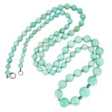Vintage Amazonite Graduated Bead Necklace Art Deco Style 32" Opera Length – Rare Vintage Item