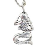 Vintage Sterling Silver Mermaid Pendant Necklace 925 Figural Ocean Vibes Fantasy – Estate Find
