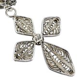Vintage Filigree Cross Pendant Necklace 925 Silver 24" Ornate Baroque Lacework – Estate Find