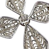 Vintage Filigree Cross Pendant Necklace 925 Silver 24" Ornate Baroque Lacework – Estate Find