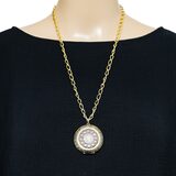 Vintage Zodiac Locket Pendant Necklace 12 Zodiacal Signs Copper & Goldtone – Vintage item