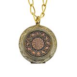Vintage Zodiac Locket Pendant Necklace 12 Zodiacal Signs Copper & Goldtone – Vintage item