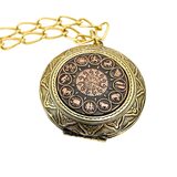 Vintage Zodiac Locket Pendant Necklace 12 Zodiacal Signs Copper & Goldtone – Vintage item