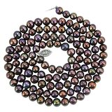 Vintage Honora 33" Near-Round Metallic Bronze Peacock Pearl Necklace 14/20 Clasp – Rare Vintage Item