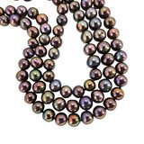 Vintage Honora 33" Near-Round Metallic Bronze Peacock Pearl Necklace 14/20 Clasp – Rare Vintage Item