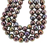 Vintage Honora 33" Near-Round Metallic Bronze Peacock Pearl Necklace 14/20 Clasp – Rare Vintage Item