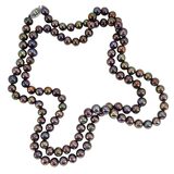 Vintage Honora 33" Near-Round Metallic Bronze Peacock Pearl Necklace 14/20 Clasp – Rare Vintage Item