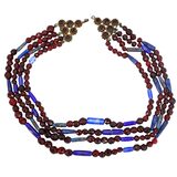Antique Indian Wound And Bohemian Garnet Glass Necklace Afghan Trade Beads – Collectible vintage item