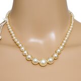 Art Deco Czechoslovakian Faux Pearl Glass Beads With Tag - Old New Stock 17in 1920-40s – Rare collectible vintage item 