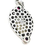 White Coral Carved Goddess Face And Ruby Pendant Necklace In Sterling Silver – Studio made / small batch item  - Estate find