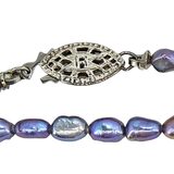 Vintage Honora Signed Sterling Silver Peacock Gray Blue Rice Baroque Pearl Necklace – Vintage item