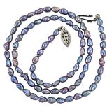 Vintage Honora Signed Sterling Silver Peacock Gray Blue Rice Baroque Pearl Necklace – Vintage item