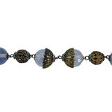 Vintage Czech Opaline Faceted Glass Beaded Necklace W Filigree Cups – Rare collectible vintage item 