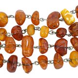 Vintage Baltic Amber Nugget Link Necklace – Cognac & Honey Amber Tones – OOAK - Unique one of a kind artisan item