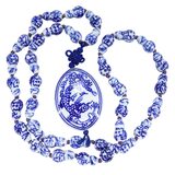 Rat & Dragon Blue & White Porcelain Gourd Hulu Bead Necklace Medallion Pendant – Collectible vintage item