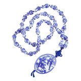 Rat & Dragon Blue & White Porcelain Gourd Hulu Bead Necklace Medallion Pendant – Collectible vintage item