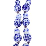 Rat & Dragon Blue & White Porcelain Gourd Hulu Bead Necklace Medallion Pendant – Collectible vintage item