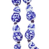 Rat & Dragon Blue & White Porcelain Gourd Hulu Bead Necklace Medallion Pendant – Collectible vintage item