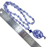 Rat & Dragon Blue & White Porcelain Gourd Hulu Bead Necklace Medallion Pendant – Collectible vintage item
