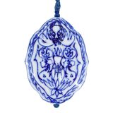 Chinese Blue White Porcelain Zhong Kui Talisman Pendant Necklace Shou Character – Collectible vintage item