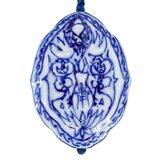 Chinese Blue White Porcelain Zhong Kui Talisman Pendant Necklace Shou Character – Collectible vintage item
