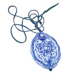 Chinese Blue White Porcelain Zhong Kui Talisman Pendant Necklace Shou Character – Collectible vintage item