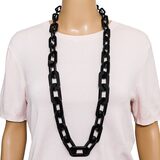Vintage Dramatic MOD Black Lucite Chunky Chain Graduated Necklace – Rare Vintage Item