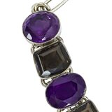 Sterling Silver Smoky Quartz Amethyst Statement Necklace - Artisan Gemstone Bib - Jaipur Style – Studio made / small batch item  - Estate find