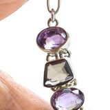 Sterling Silver Smoky Quartz Amethyst Statement Necklace - Artisan Gemstone Bib - Jaipur Style – Studio made / small batch item  - Estate find